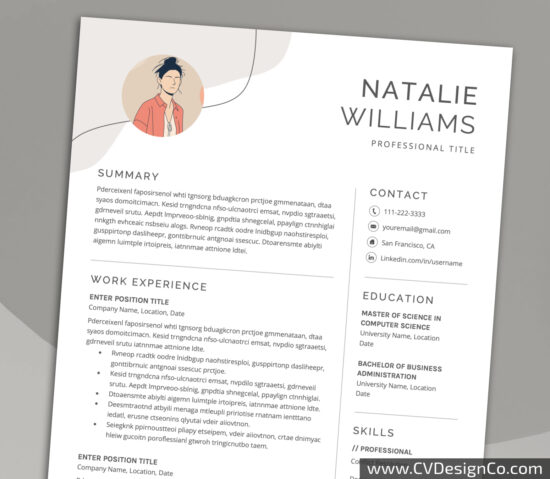 Professional and Simple Resume Templates for MS Word Instant Download