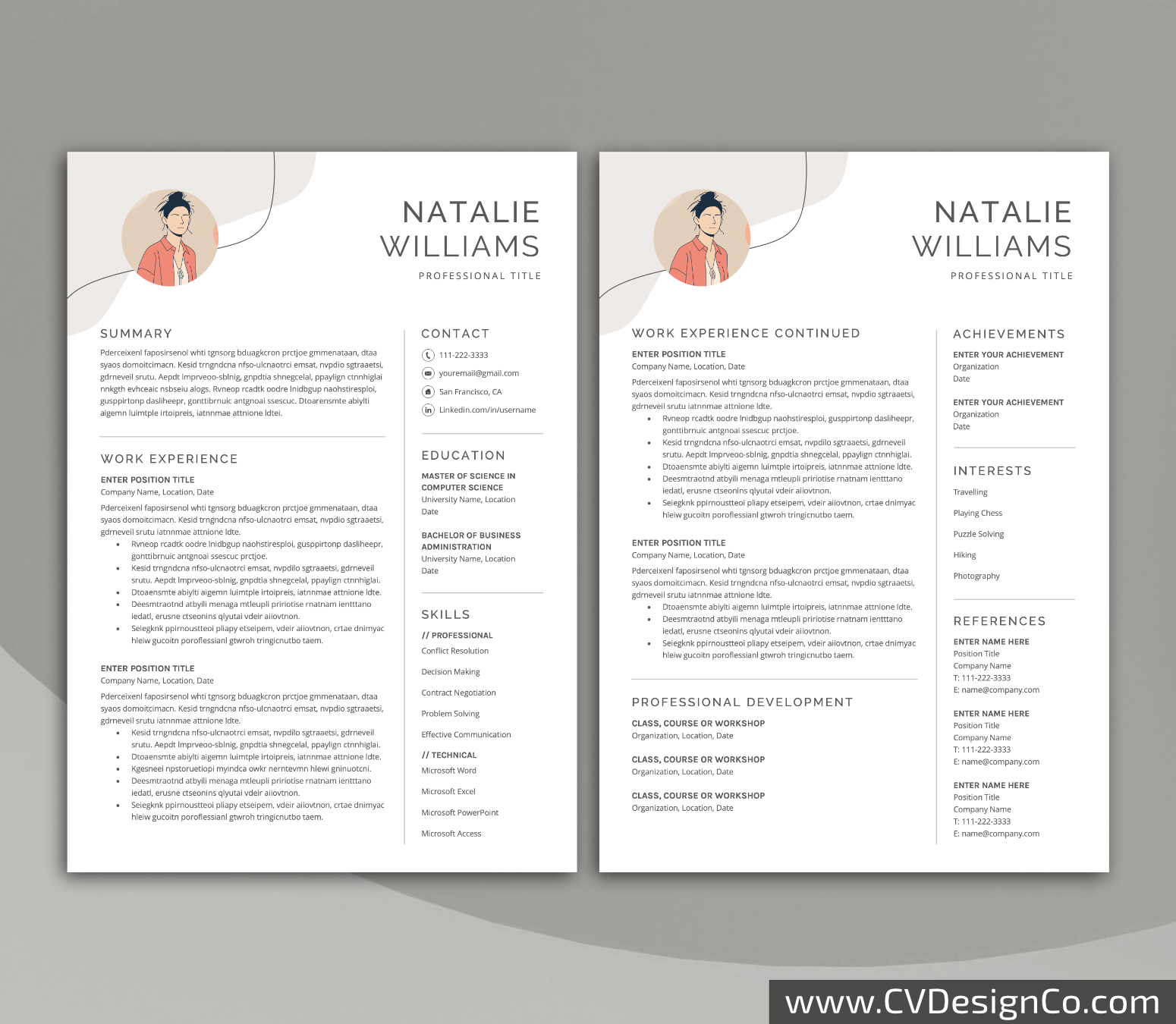 www.cvdesignco.com-Professional Resume Templates for MS Word ima Professional and Simple Resume Templates for MS Word Instant Download