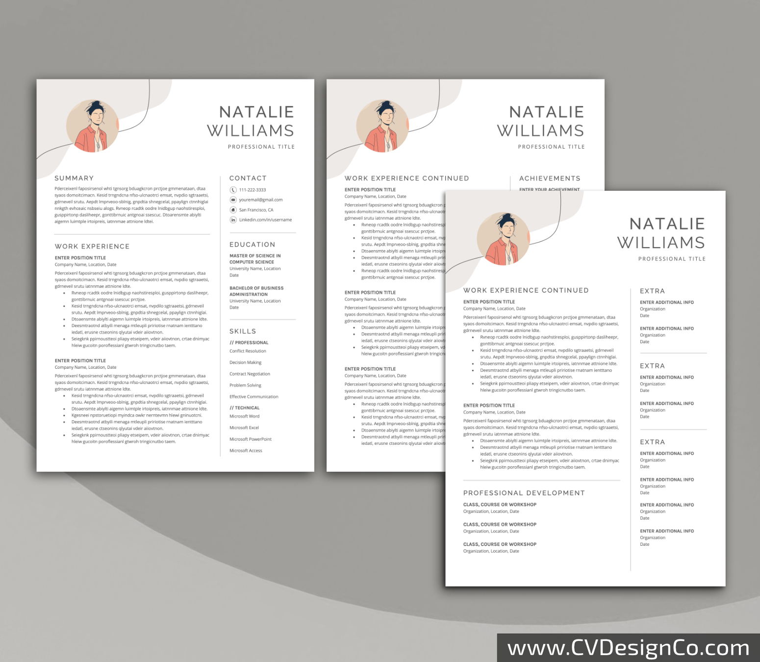 www.cvdesignco.com-Professional Resume Templates for MS Word ima Professional and Simple Resume Templates for MS Word Instant Download