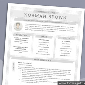 Professional and Simple Resume Templates for MS Word Instant Download