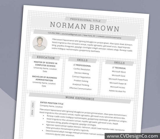 Professional and Simple Resume Templates for MS Word Instant Download