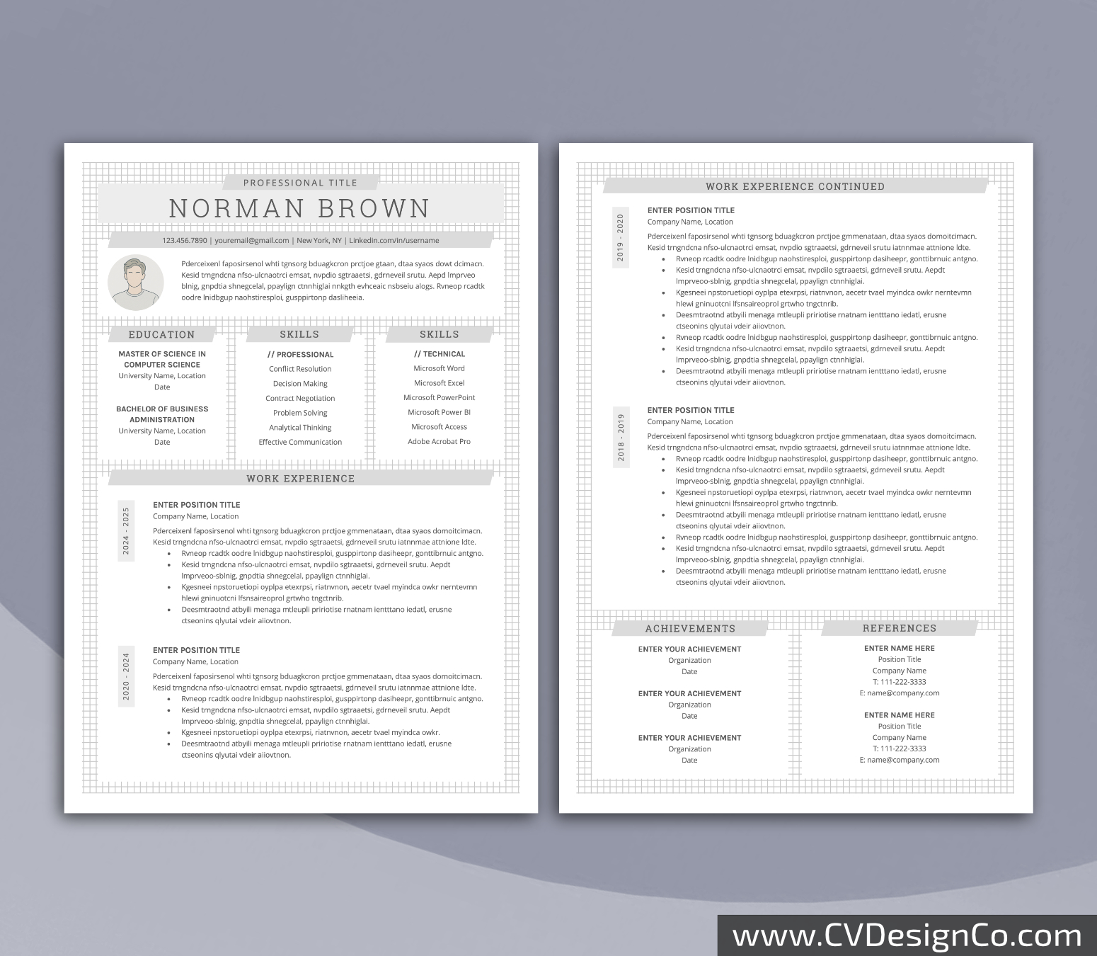www.cvdesignco.com-Professional Resume Templates for MS Word ima Professional and Simple Resume Templates for MS Word Instant Download