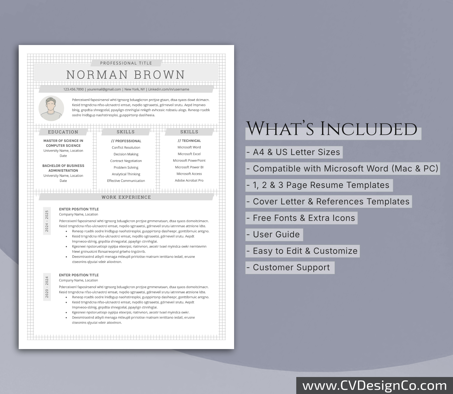 www.cvdesignco.com-Professional Resume Templates for MS Word ima Professional and Simple Resume Templates for MS Word Instant Download
