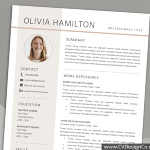 Professional and Simple Resume Templates for MS Word Instant Download
