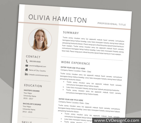 Professional and Simple Resume Templates for MS Word Instant Download