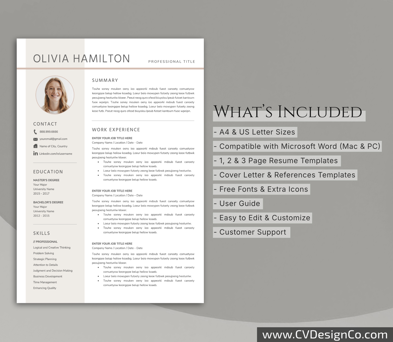 www.cvdesignco.com-Professional Resume Templates for MS Word ima Professional and Simple Resume Templates for MS Word Instant Download