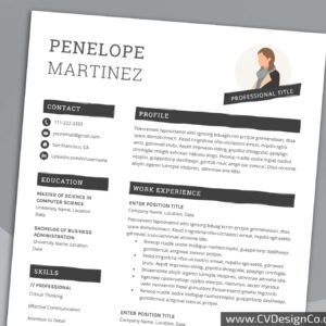 Professional and Simple Resume Templates for MS Word Instant Download