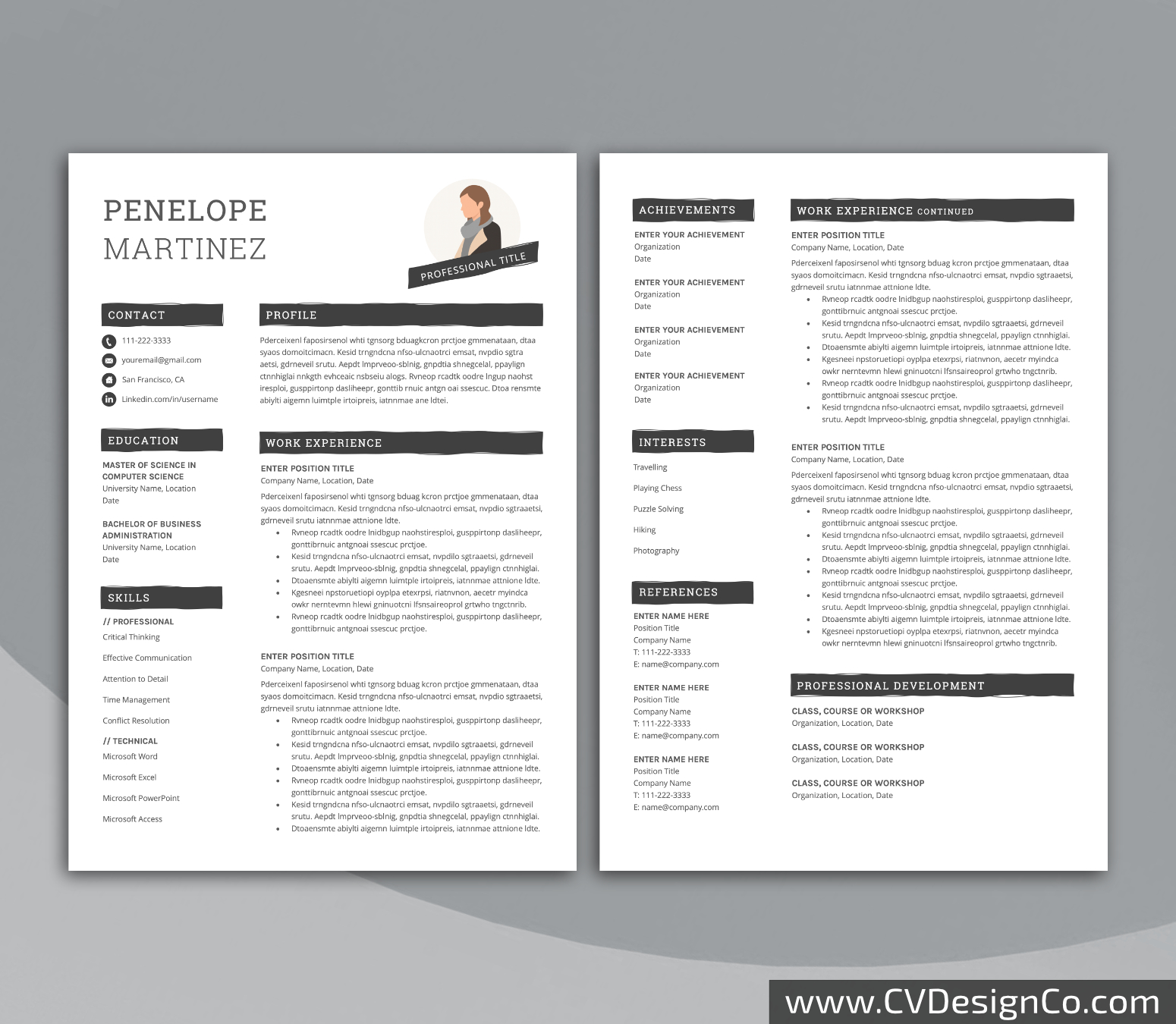 www.cvdesignco.com-Professional Resume Templates for MS Word ima Professional and Simple Resume Templates for MS Word Instant Download