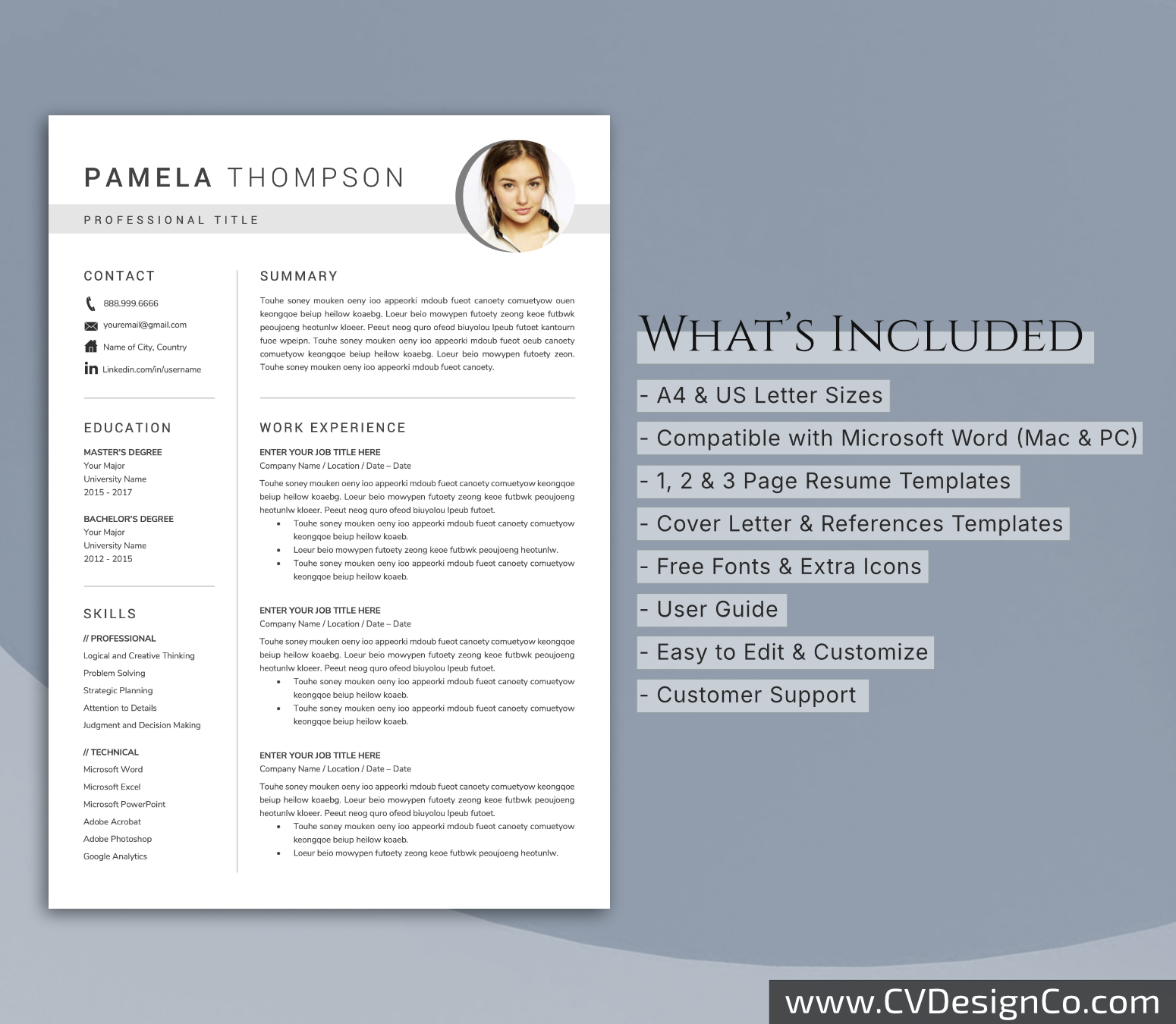 www.cvdesignco.com-Professional Resume Templates for MS Word ima Professional and Simple Resume Templates for MS Word Instant Download