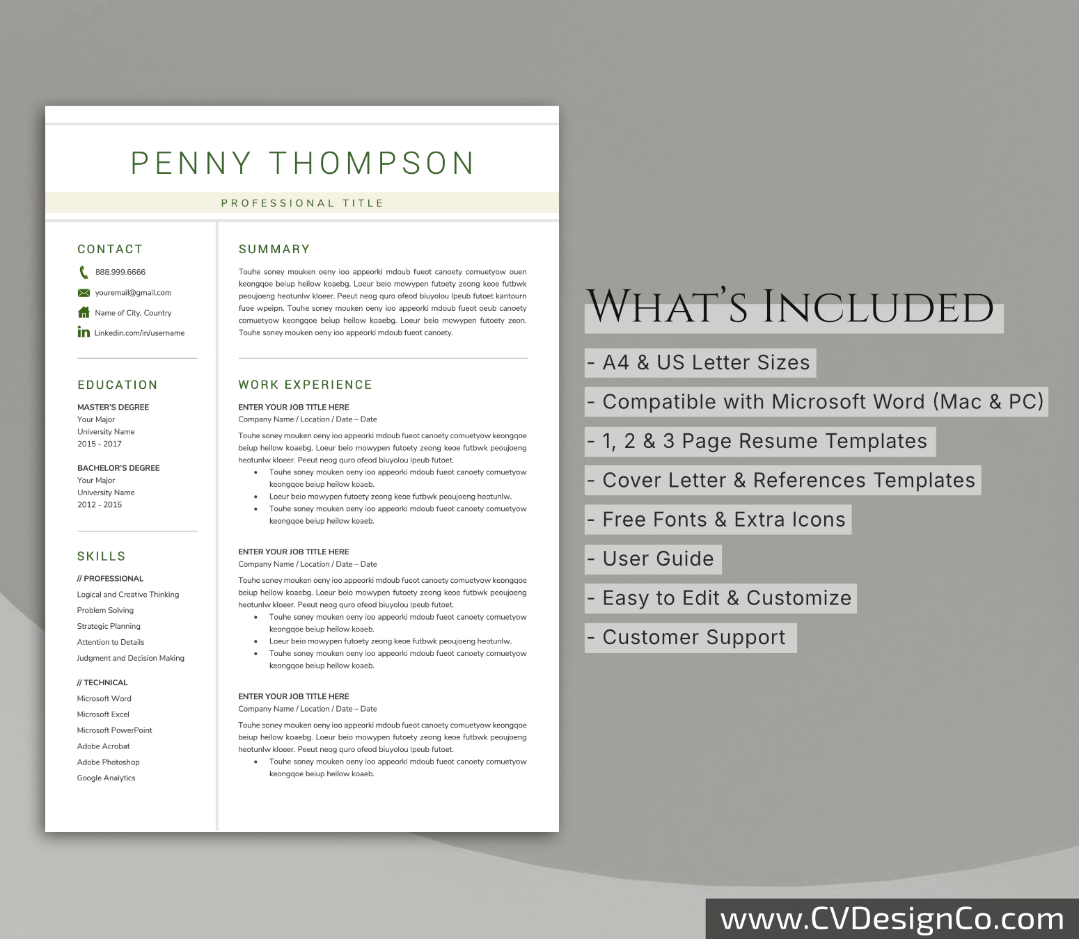 www.cvdesignco.com-Professional Resume Templates for MS Word ima Professional and Simple Resume Templates for MS Word Instant Download