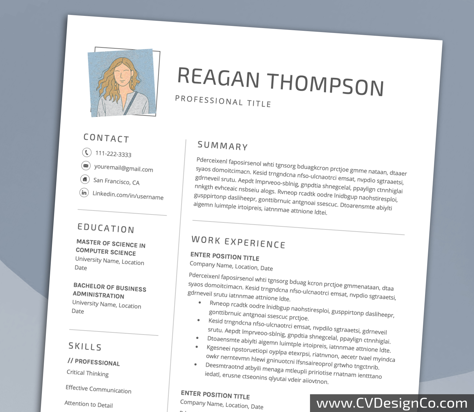 www.cvdesignco.com-Professional Resume Templates for MS Word ima Professional and Simple Resume Templates for MS Word Instant Download