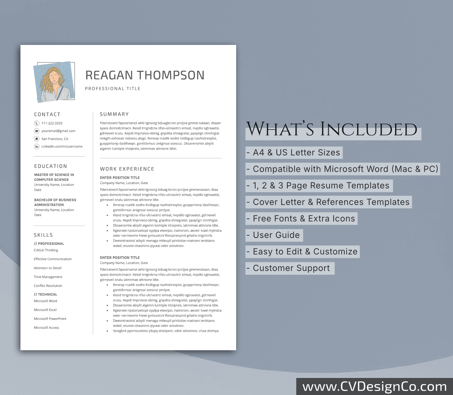 www.cvdesignco.com-Professional Resume Templates for MS Word ima Professional and Simple Resume Templates for MS Word Instant Download