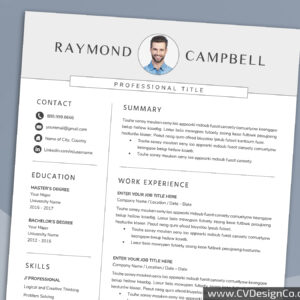 Professional and Simple Resume Templates for MS Word Instant Download