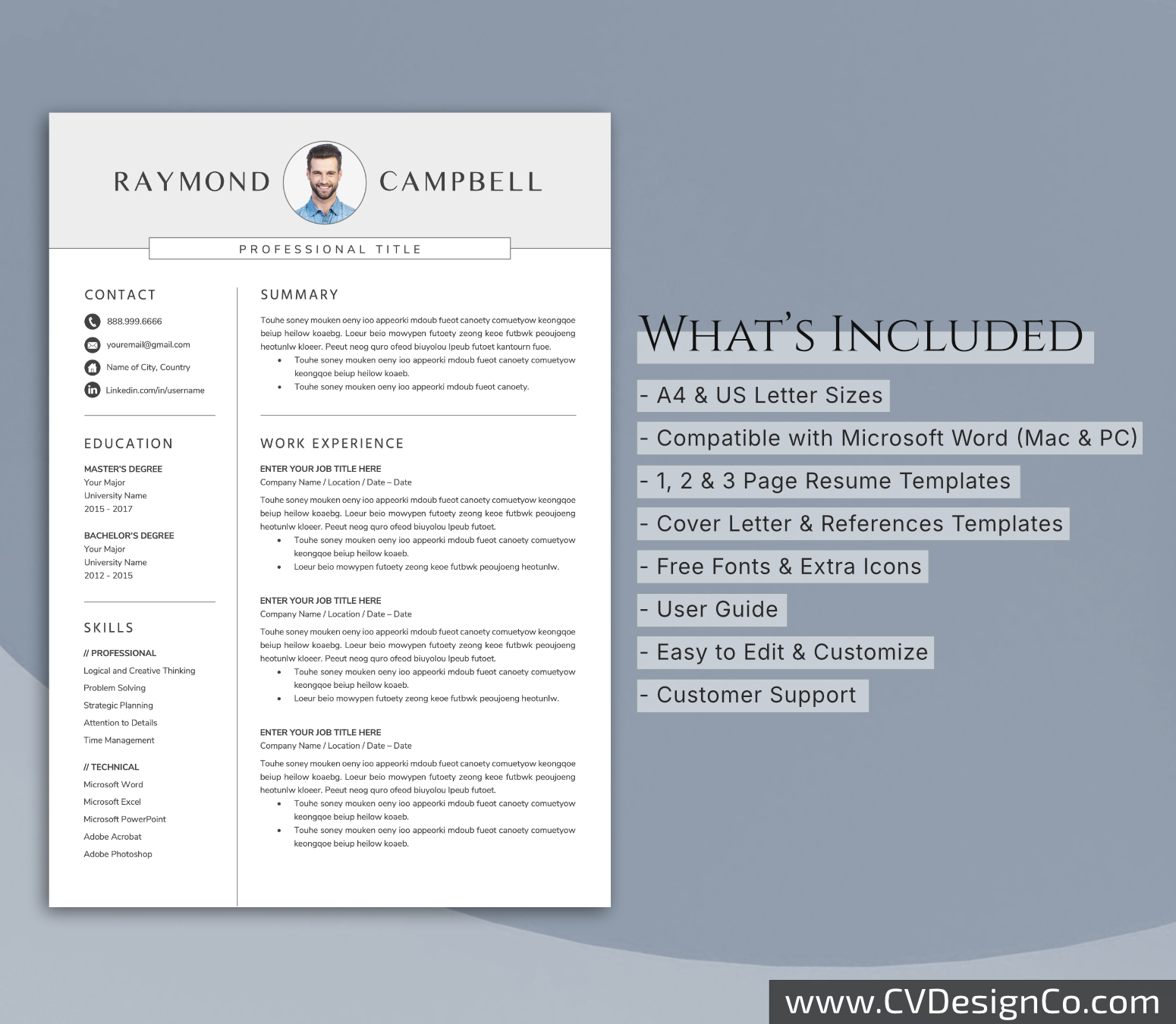 www.cvdesignco.com-Professional Resume Templates for MS Word ima Professional and Simple Resume Templates for MS Word Instant Download