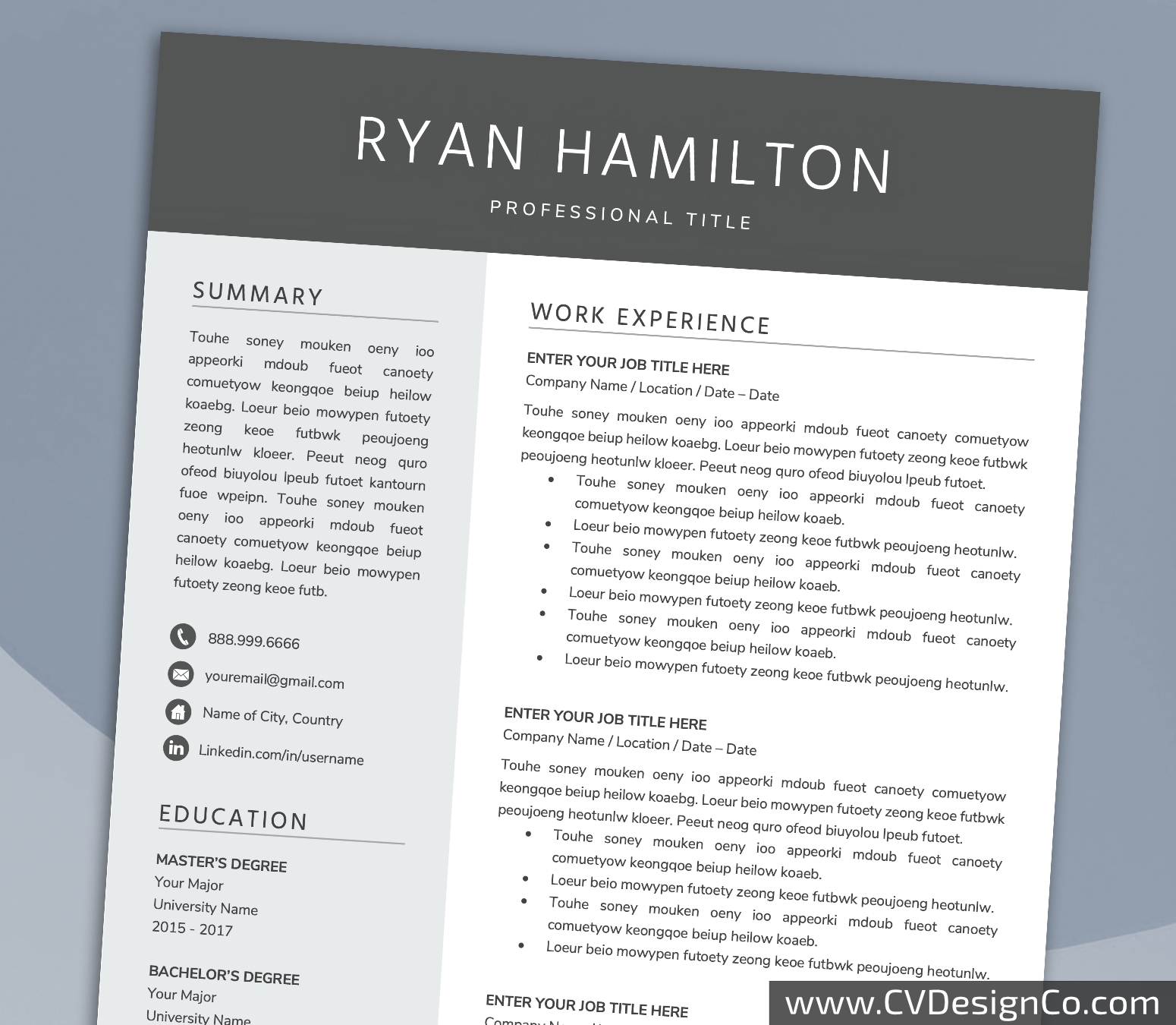 www.cvdesignco.com-Professional Resume Templates for MS Word ima Professional and Simple Resume Templates for MS Word Instant Download