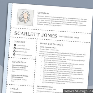 Professional and Simple Resume Templates for MS Word Instant Download