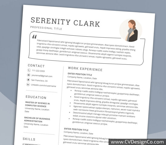 Professional and Simple Resume Templates for MS Word Instant Download