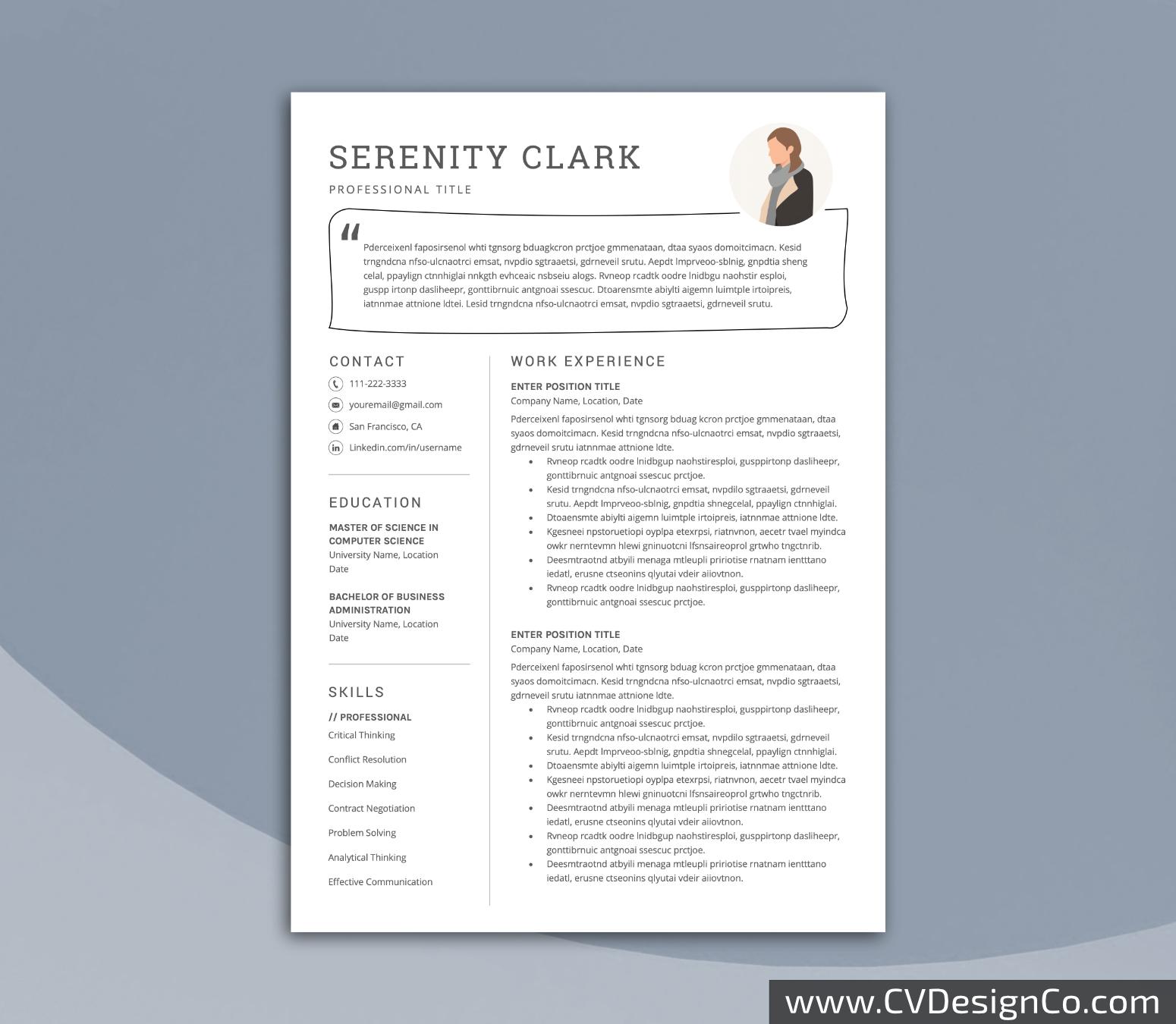 Professional and Simple Resume Templates for MS Word Instant Download