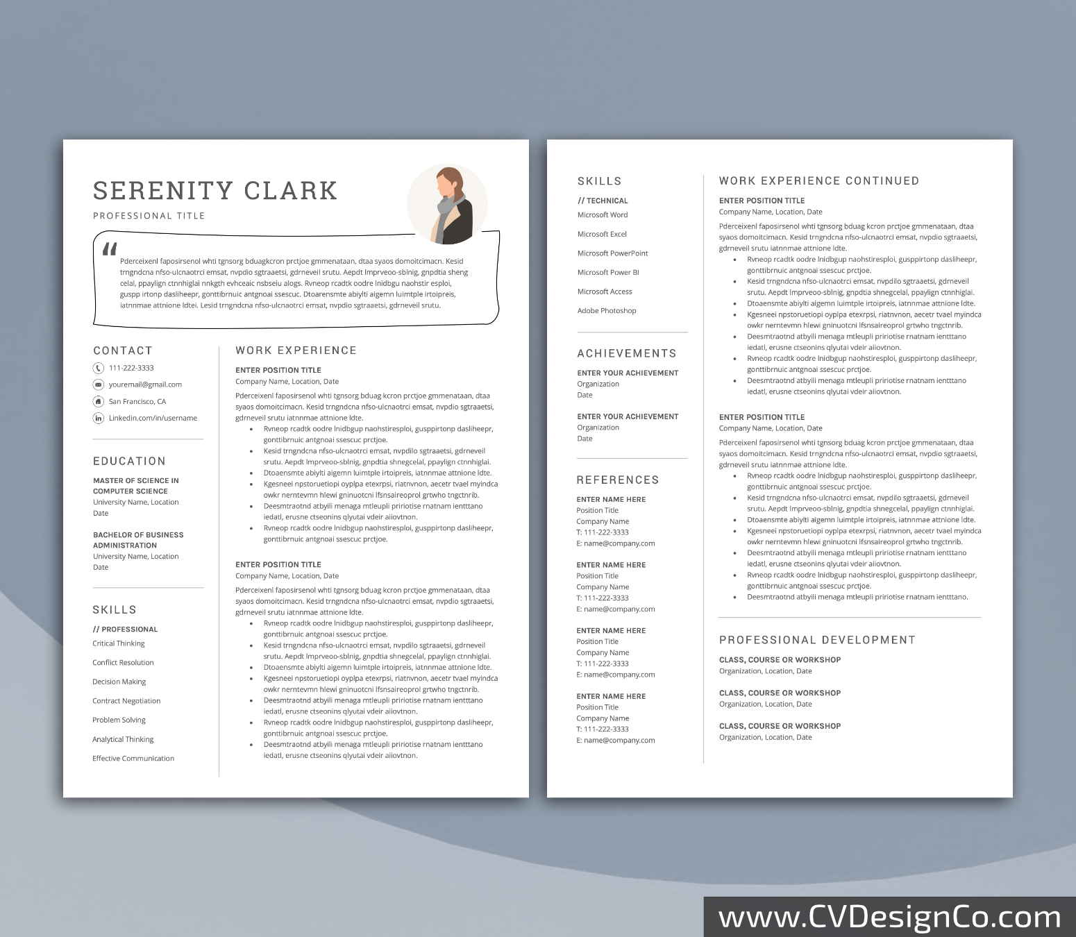 www.cvdesignco.com-Professional Resume Templates for MS Word ima Professional and Simple Resume Templates for MS Word Instant Download