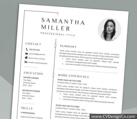 Professional and Simple Resume Templates for MS Word Instant Download