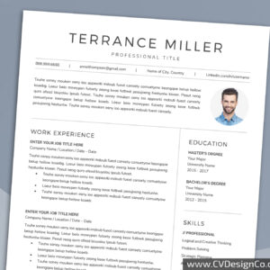 Professional and Simple Resume Templates for MS Word Instant Download