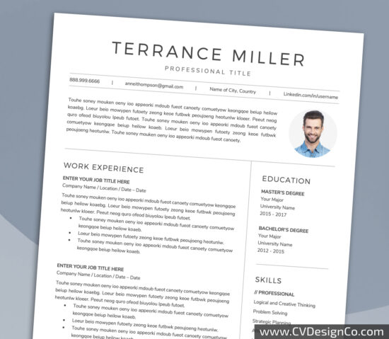 Professional and Simple Resume Templates for MS Word Instant Download