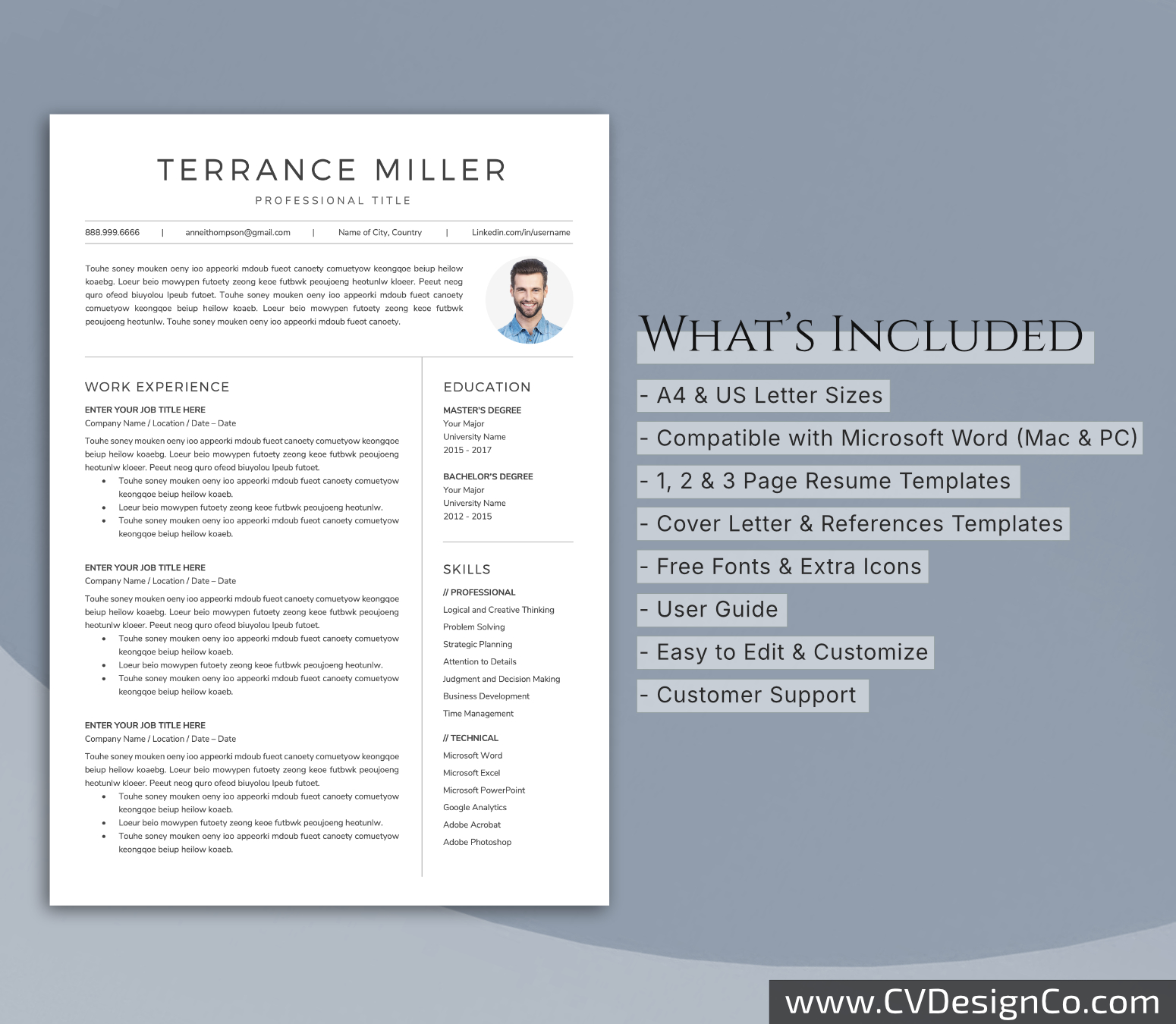 www.cvdesignco.com-Professional Resume Templates for MS Word ima Professional and Simple Resume Templates for MS Word Instant Download
