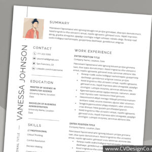 Professional and Simple Resume Templates for MS Word Instant Download