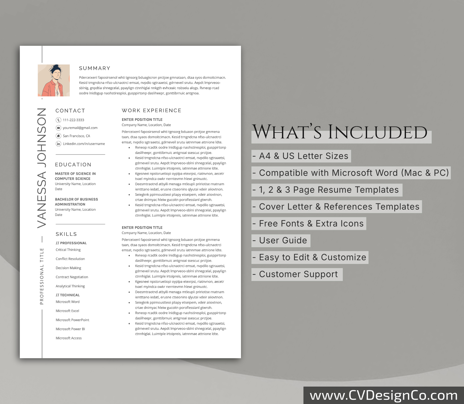 www.cvdesignco.com-Professional Resume Templates for MS Word ima Professional and Simple Resume Templates for MS Word Instant Download
