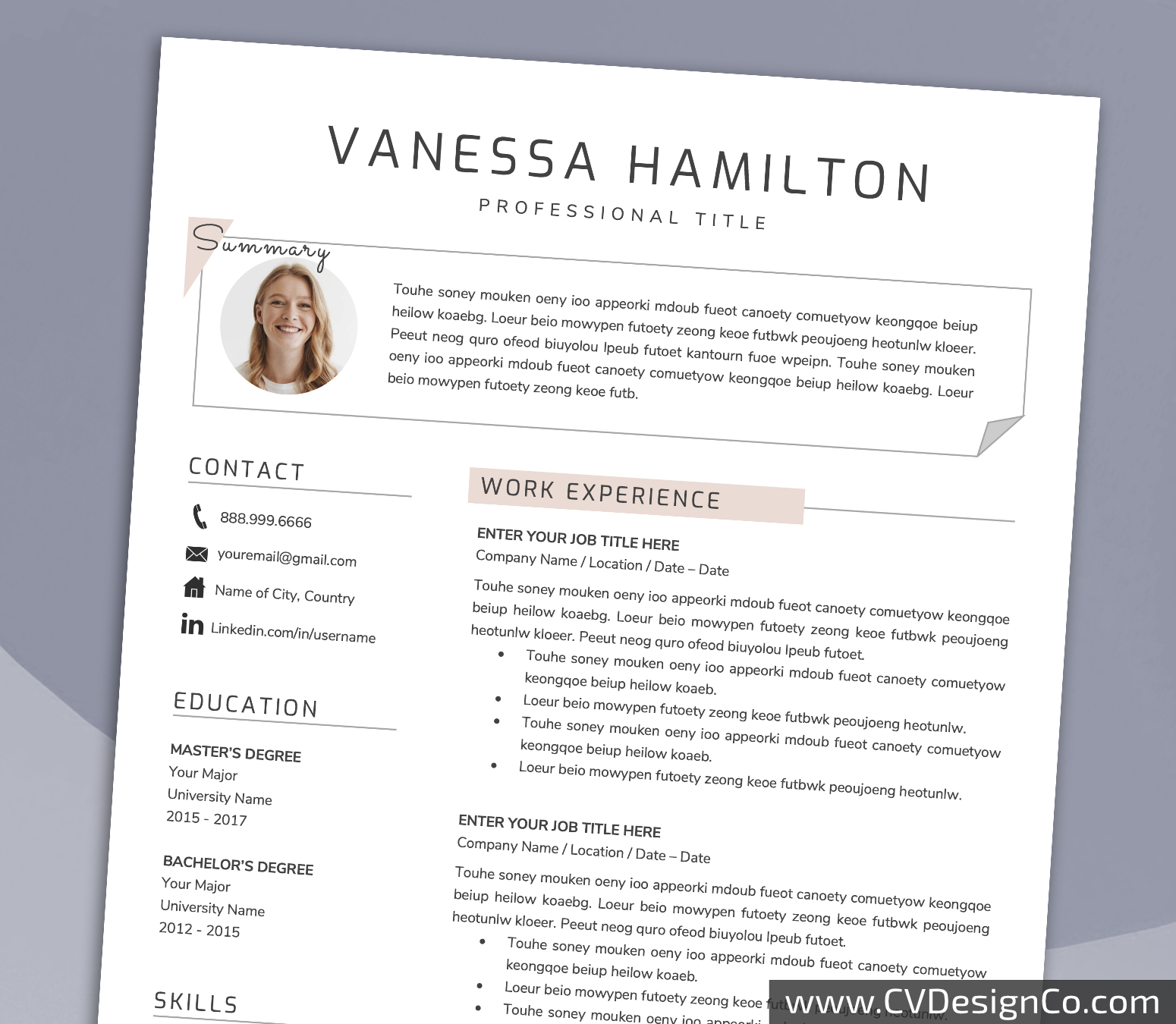 www.cvdesignco.com-Professional Resume Templates for MS Word ima Professional and Simple Resume Templates for MS Word Instant Download