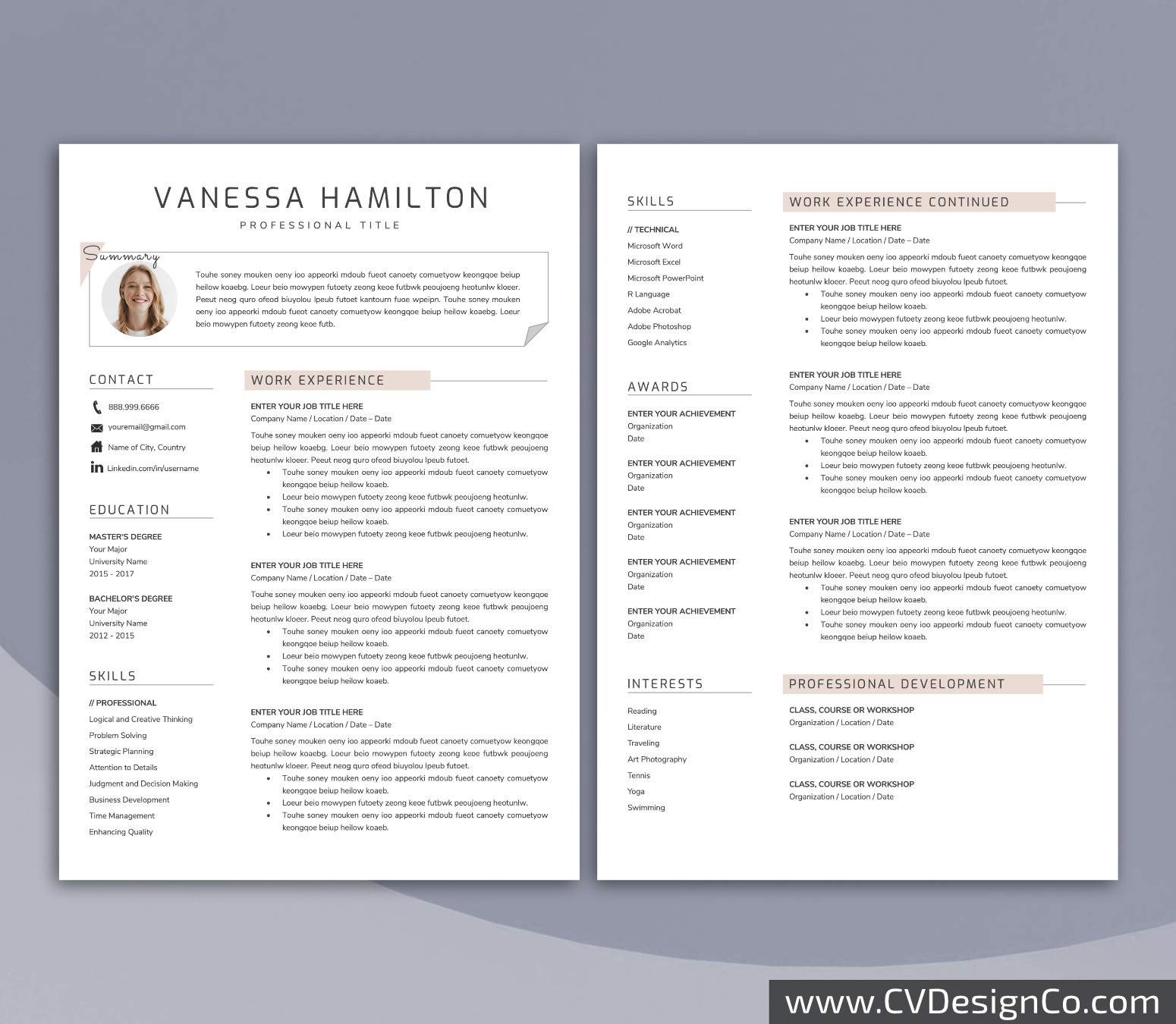 www.cvdesignco.com-Professional Resume Templates for MS Word ima Professional and Simple Resume Templates for MS Word Instant Download