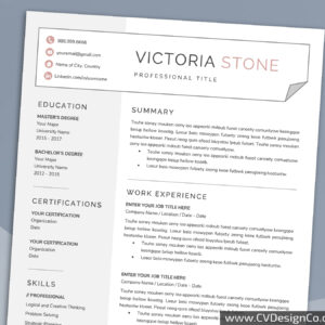 Professional and Simple Resume Templates for MS Word Instant Download