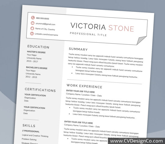 Professional and Simple Resume Templates for MS Word Instant Download
