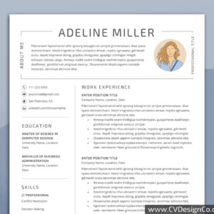 Professional and Simple Resume Templates for MS Word Instant Download