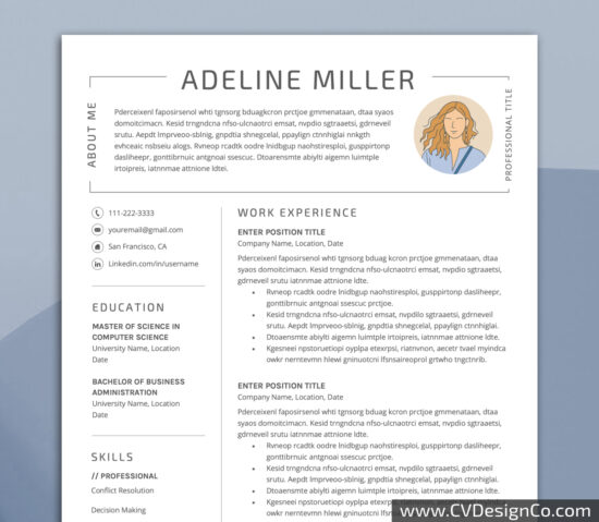Professional and Simple Resume Templates for MS Word Instant Download