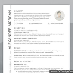 Professional and Simple Resume Templates for MS Word Instant Download