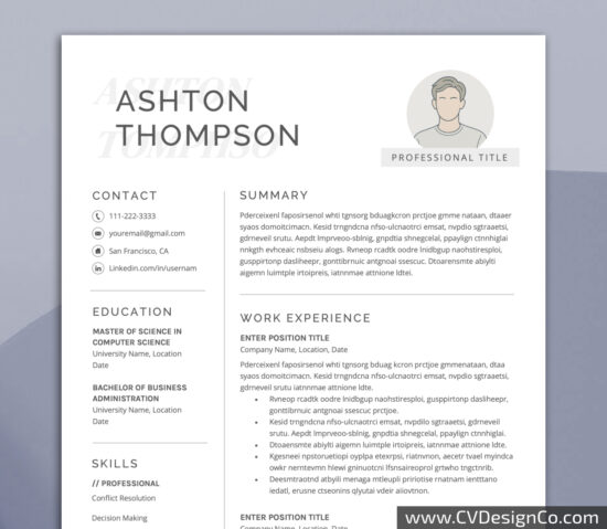 Professional and Simple Resume Templates for MS Word Instant Download