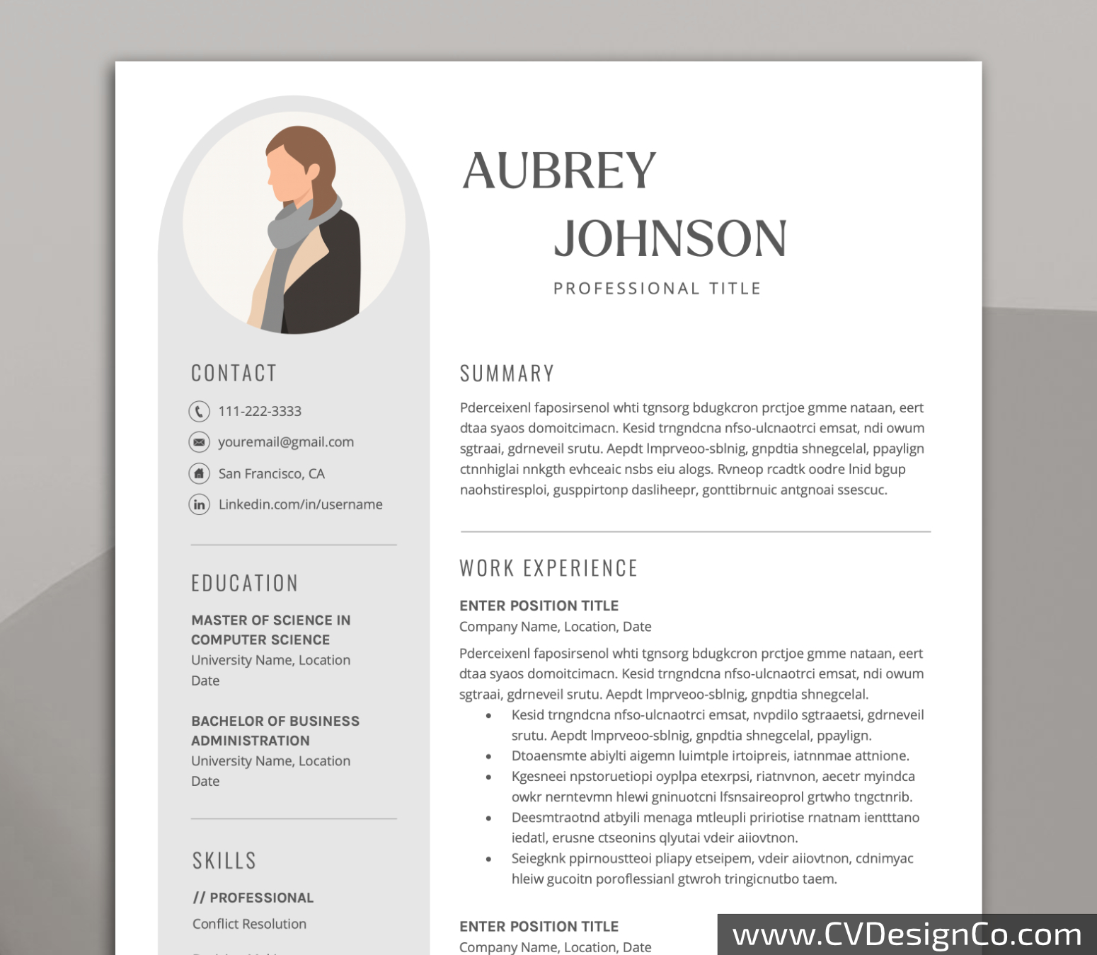 Professional and Simple Resume Templates for MS Word Instant Download