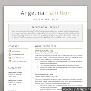 Professional and Simple Resume Templates for MS Word Instant Download