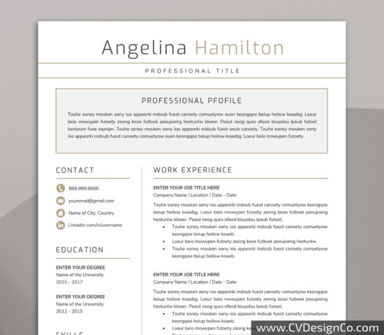 Professional and Simple Resume Templates for MS Word Instant Download