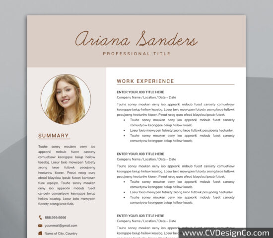 Professional and Simple Resume Templates for MS Word Instant Download