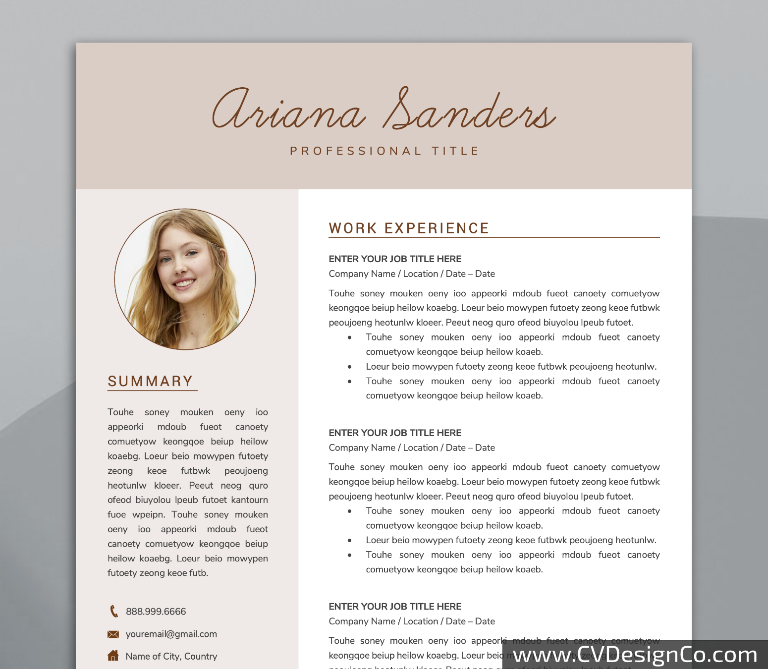 Professional and Simple Resume Templates for MS Word Instant Download