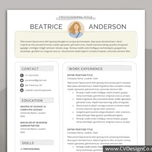 Professional and Simple Resume Templates for MS Word Instant Download