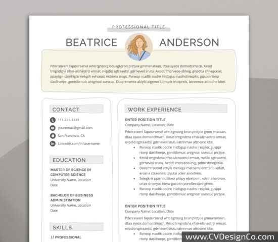 Professional and Simple Resume Templates for MS Word Instant Download