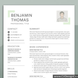 Professional and Simple Resume Templates for MS Word Instant Download