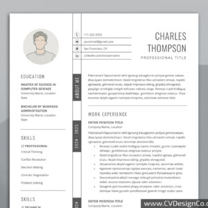 Professional and Simple Resume Templates for MS Word Instant Download
