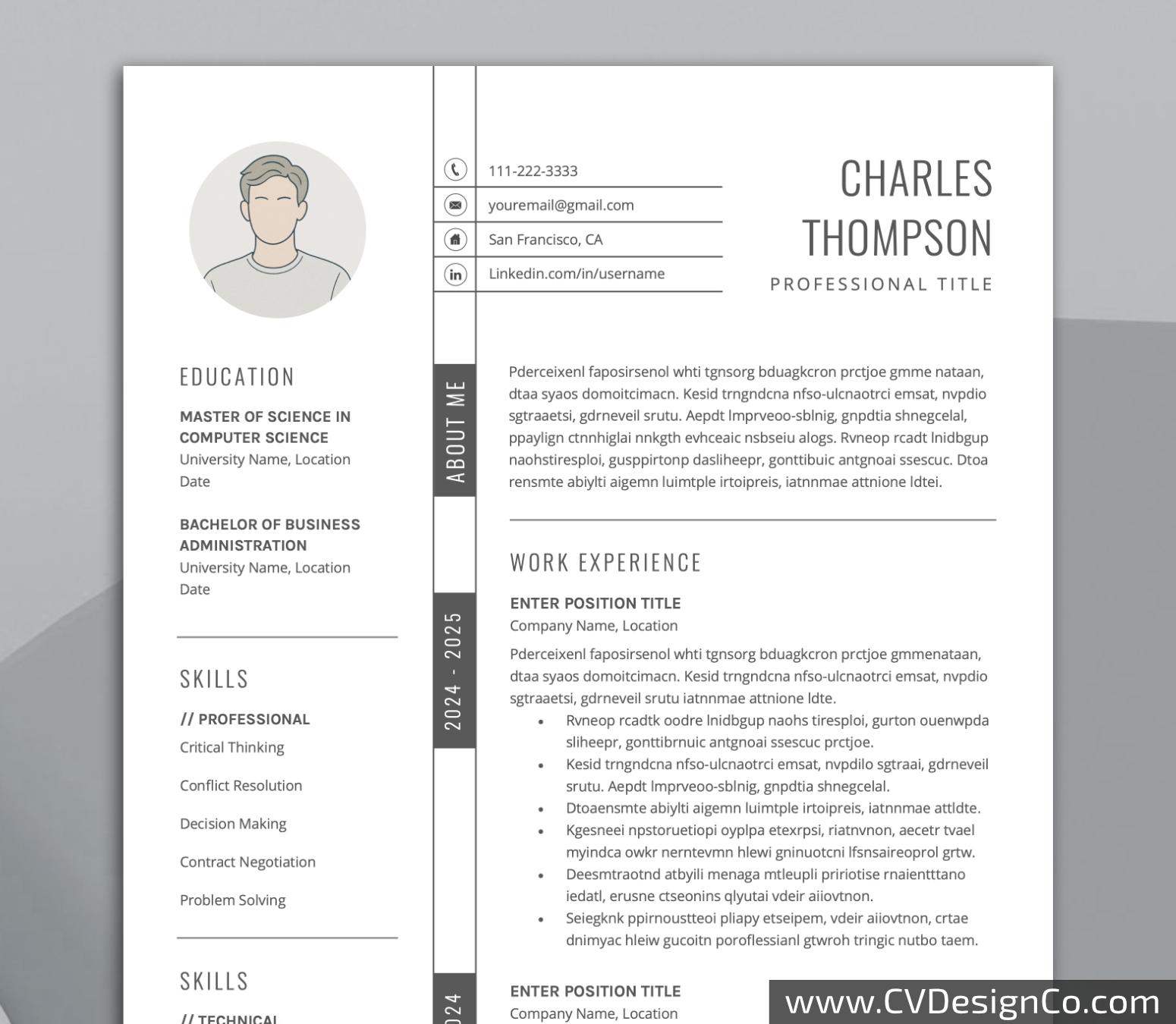 Professional and Simple Resume Templates for MS Word Instant Download