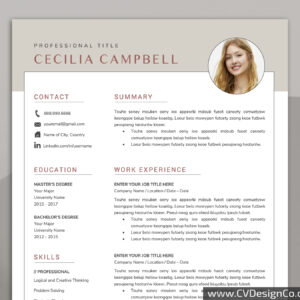 Professional and Simple Resume Templates for MS Word Instant Download