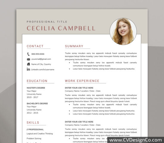 Professional and Simple Resume Templates for MS Word Instant Download