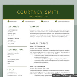Professional and Simple Resume Templates for MS Word Instant Download